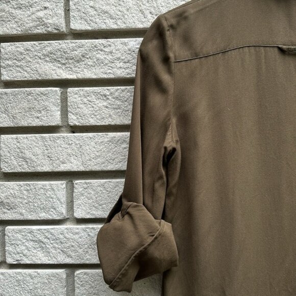 Lacoste Earth Tone Button Down Tunic Top Size 36 - Picture 9 of 10